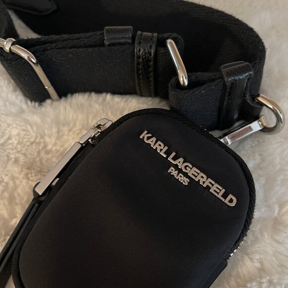 Karl Lagerfeld Paris Voyage Logo Black Quilted Crossbody Bag - Picture 11 of 16